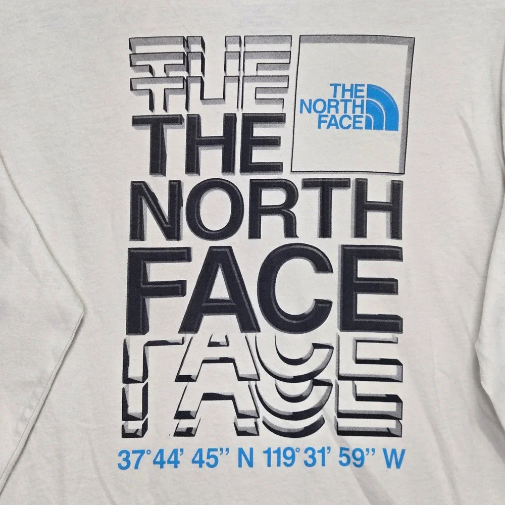 The North Face Long Sleeve T-Shirt Pale Yellow Graphic Cotton Mens Sz Large